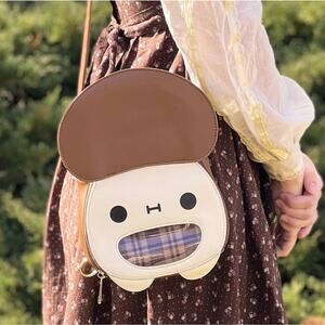 Mushling Ita Bag - Cute Penny Bun Mushroom Pin Backpack/Crossbody Purse